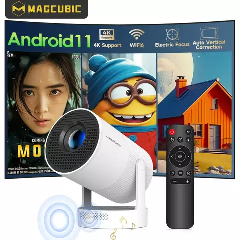 Projetor Magcubic HY300 ultra portátil 4K com alto-falante foco eletrônico 300ANSI filme ao ar livre