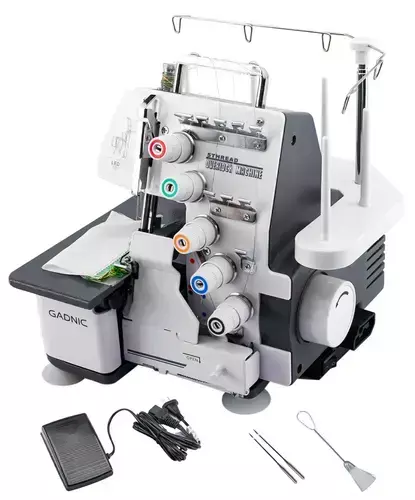 Maquina de Coser Overlock Gadnic SW9900 Semi Industrial 5 Hilos Luz Led y Pedal