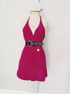 Vestido 70s couro pink P - comprar online