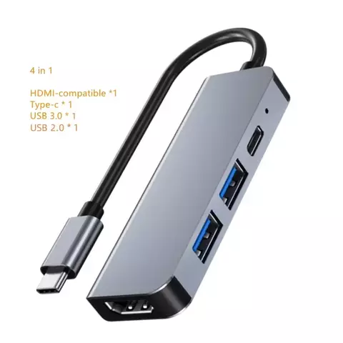Adaptador Portátil USB-C - Compatível com: USB 3.0, Tipo-C, SD, HDMI, SD