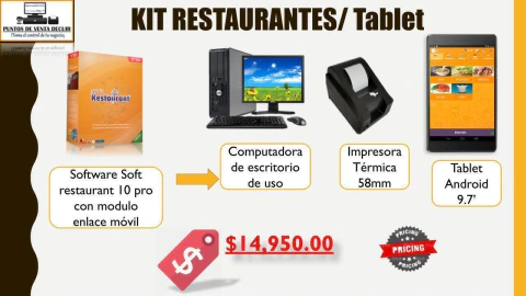 Kit punto de venta restaurantes con tablet.