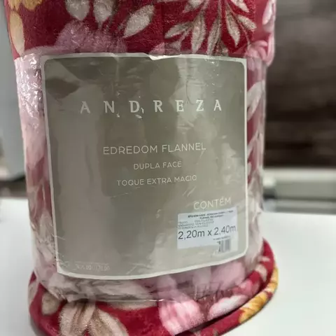 Edredom Queen Dupla Face Flannel 2,20m X 2,40M Andreza - Flores Bordo