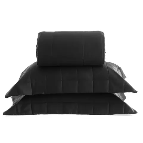 Kit Cobre Leito King 100% Algodão 300 Fios Satinée Square Kacyumara - Preto