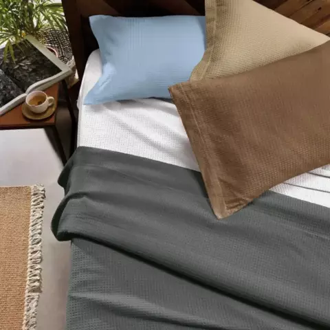 Colcha Piquet Queen Gênova 100% Algodão Teka - Verde Musgo