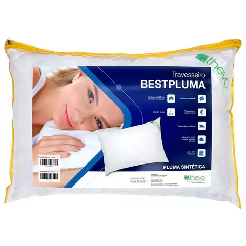 Travesseiro 50cm x 90cm Pluma de Ganso Sintética Linha Bestpluma Percal 220 Fios - Theva