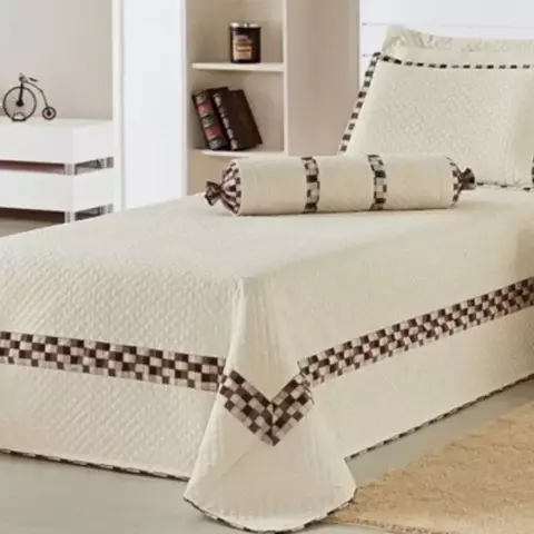 Kit Cobre Leito Solteiro Thierry 05 peças Criativa - Palha