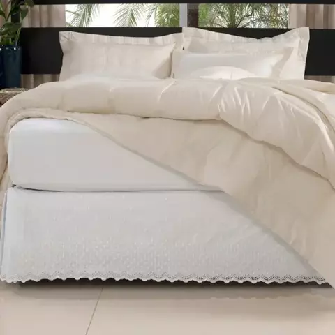 Saia p/ Cama Box Solteiro Probox Laise 180 Fios Lavive - Branco