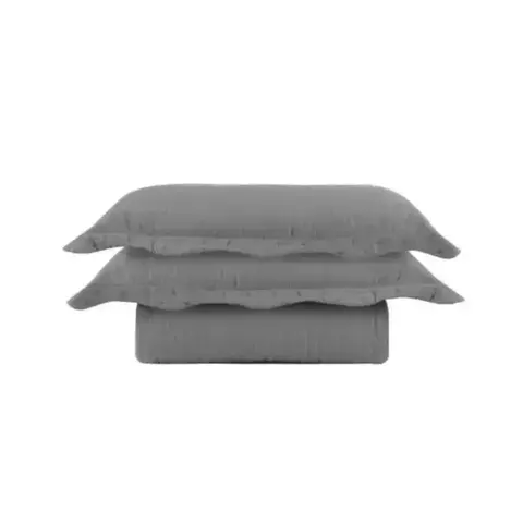 Kit Cobre Leito Queen 03 Peças Plumê Lisa Sonhare - Grafite