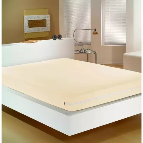 Capa Protetora para Colchão Queen em Malha com Zíper Portallar - Baunilha