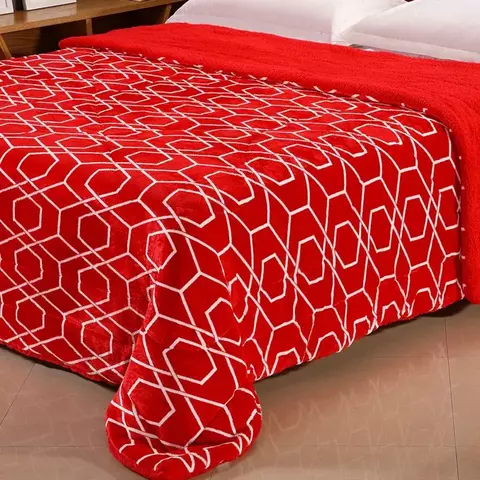 Edredrom Queen Capetown Sherpa Dupla Face Niazitex - Vermelho