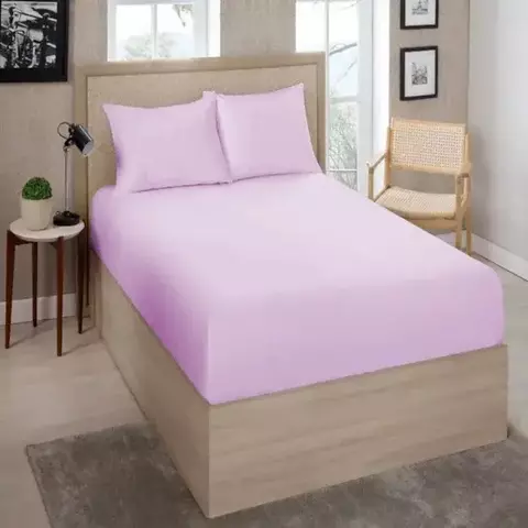 Lençol Avulso Casal Sem Elástico Premium 200 100% Algodão Estamparia - Rosa