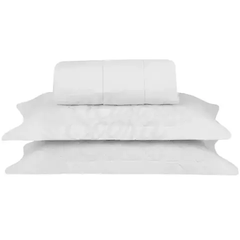 Kit Cobre Leito Solteiro King Dupla Face Privilege 200 fios Andreza - Branco