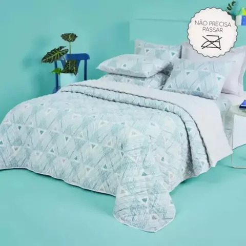 Kit Cobre Leito Casal Prisma Microfibra 03 peças Lepper - Azul