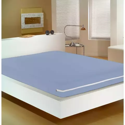 Capa Protetora para Colchão Queen em Malha com Zíper Portallar - Azul