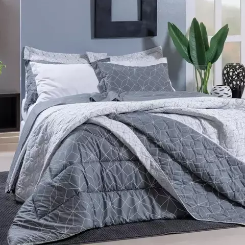 Kit Cobre Leito Queen Ambience Stone 100% Algodão Percal 200 Fios Juma - Cinza