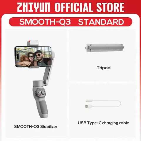 Estabilizador Zhiyun Smooth Q3 – Gimbal Portátil 3 Eixos com Luz LED e Controle por Gestos