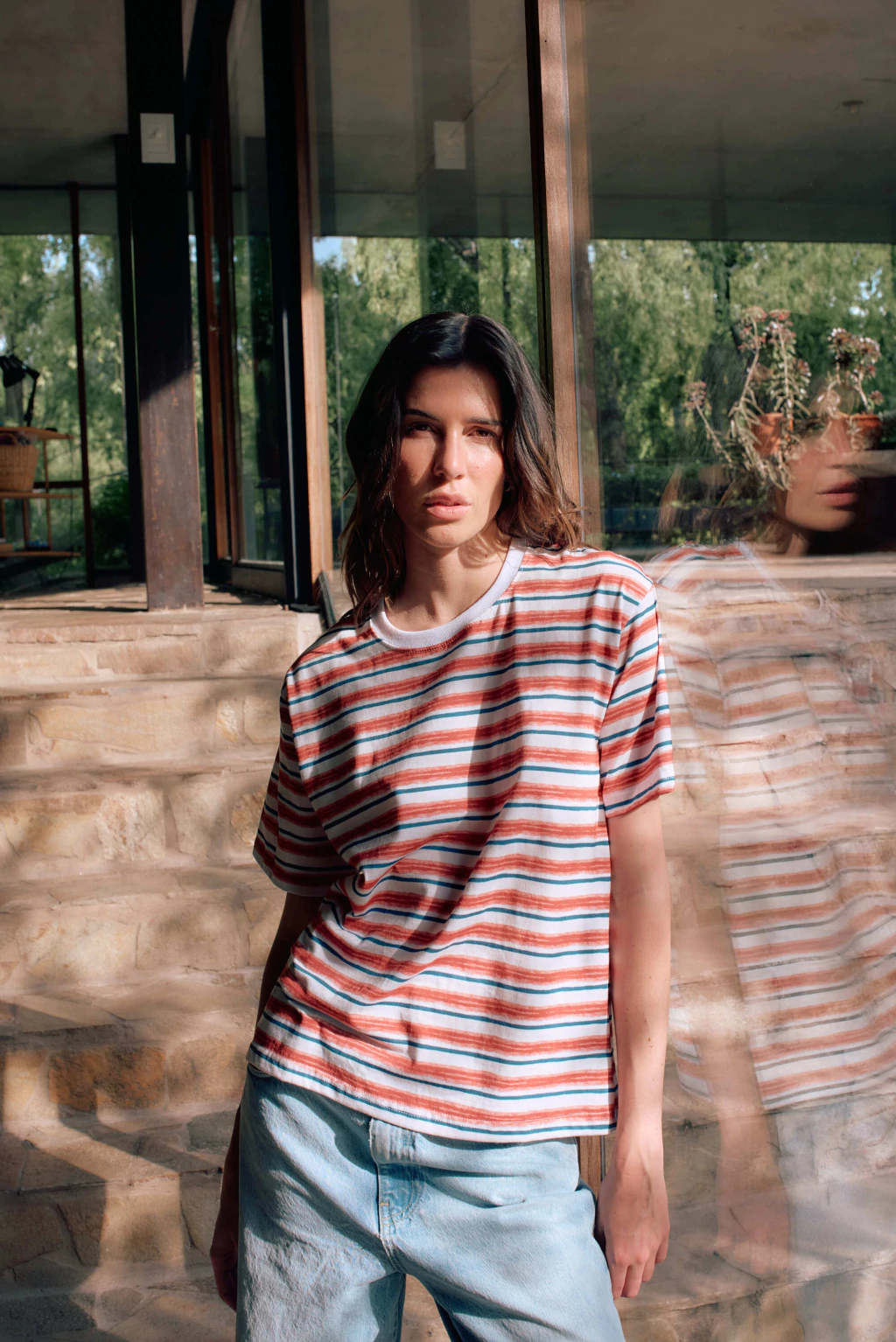 Remera Trama Rojo y Azul