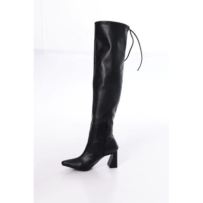 Bota Over Feminina The Knee Salto Bloco altura 8 cm