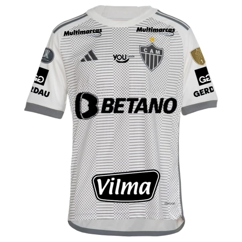 Camisa Atlético Mineiro II 24/25 - Torcedor Adidas Masculina - Branca com detalhes em cinza com Patrocínio e Patch Libertadores 2024