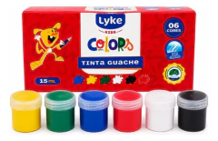 Tinta Guache Colors De 15ml Com 6 Cores Infantil Lyke Kids