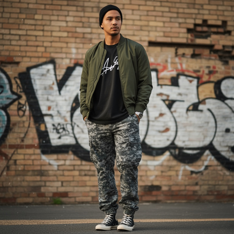Pantalón Cargo Pixelado Negro