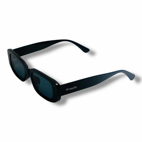 Óculos de Sol Retangular Arredondado Feminino Verniz Preto | Envio Imediato