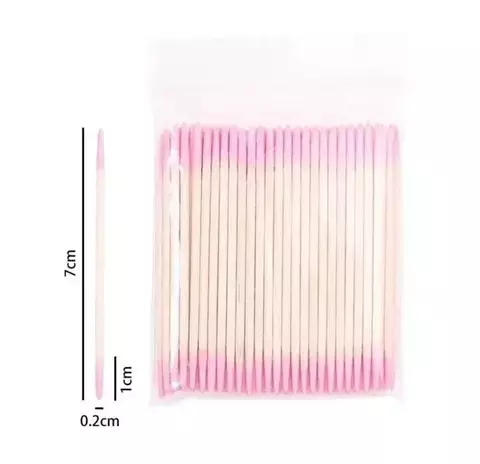 Palito com algodão duplo rosa 50 unidades