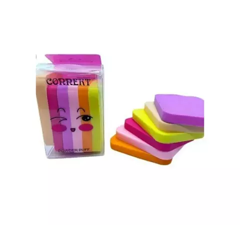 Esponja de maquiagem quadrada para treino 6 unidades