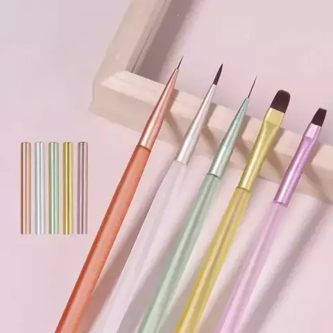 Kit pincel colorido 5 peças ponta escura (modelo 2)