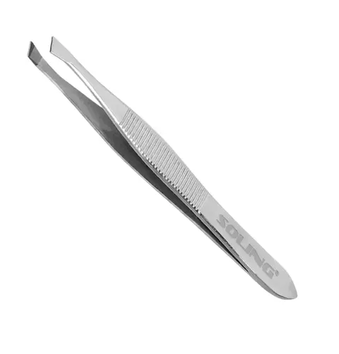 Pinça para sobrancelha Soling chanfrada prata ref 120