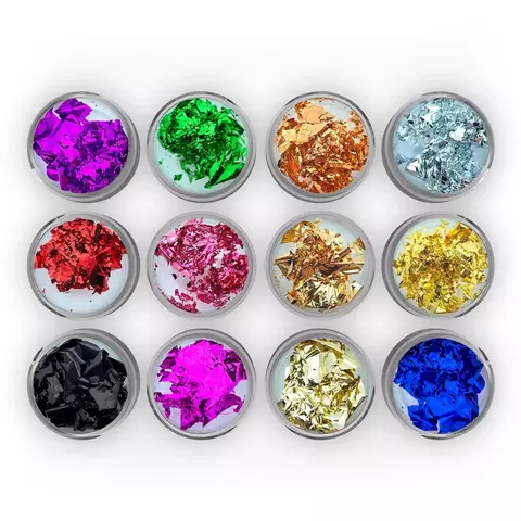 Folha de ouro pote mini cores variadas