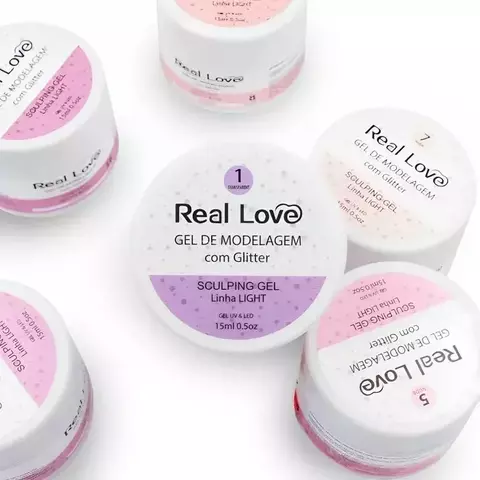 Gel Real love com Glitter para Unhas - Linha Light 15ml