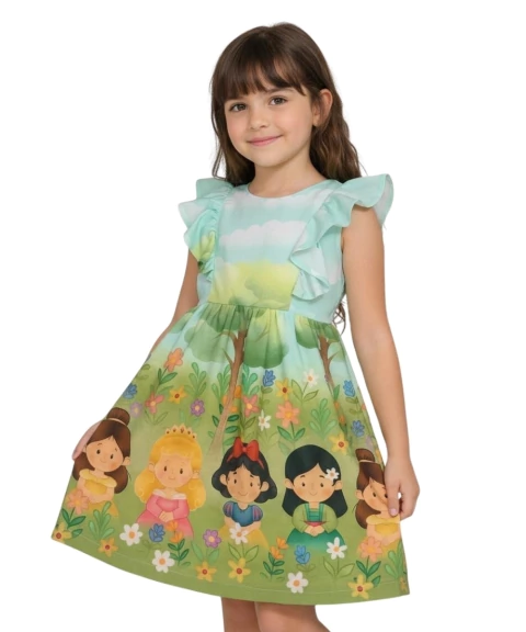 Vestido Infantil Jardim das Princesas