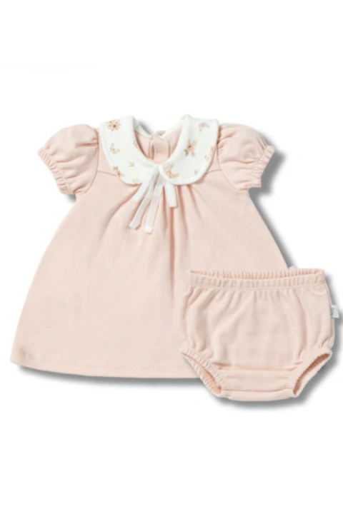 Conjunto Vestido Bebê com Calcinha - Rosa Pêssego