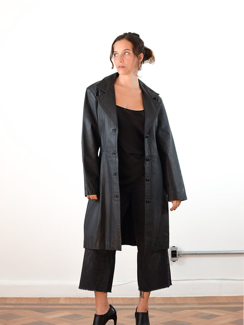 TRENCH COURO PRETO