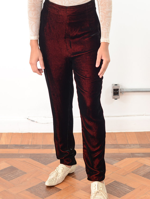 CALÇA VELUDO BORDEAUX