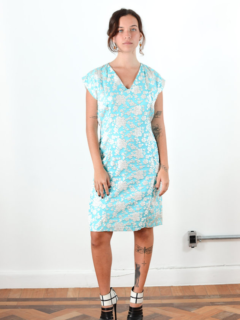 VESTIDO JACQUARD TURQUESA