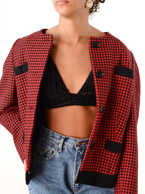 BLAZER PIED DE POULE VERMELHO