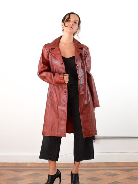 TRENCH COURO BORDEAUX