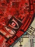 Cuadro en lienzo con pintura de un corazón rojo abstracto con collage tipográfico sobre un fondo verde menta con tramas geométricas.