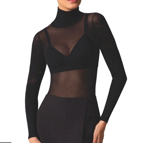 Blusa Segunda Pele Fio 40 Manga Longa SELENE Original Gola Alta Preta Transparente Moda Inverno - comprar online