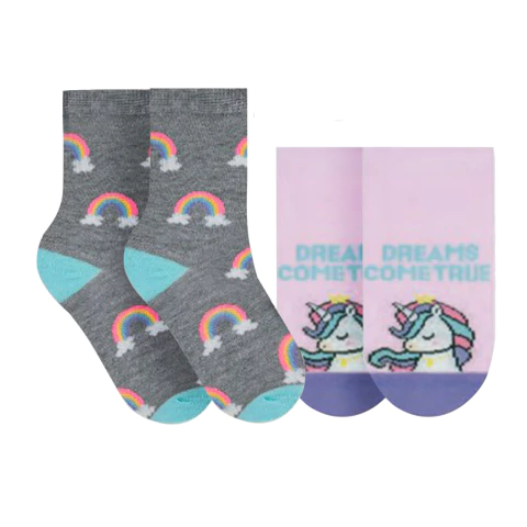 Par ou Kit Meia Infantil Algodão Cano Curto e Longo Menina Selene - comprar online