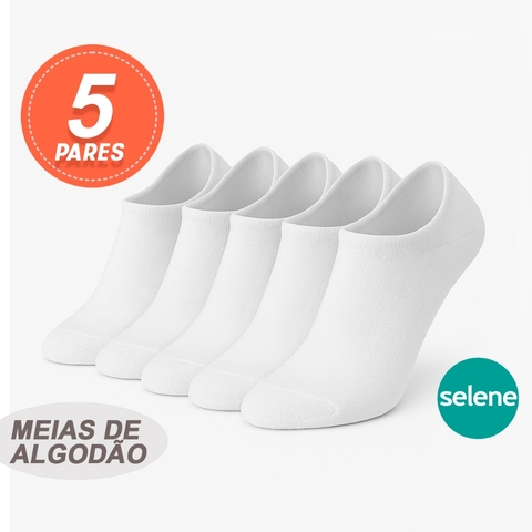 Kit 5 Meias de Algodão Sapatilha Curtas Unissex Feminina e Masculina Lisa Básica - comprar online
