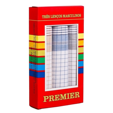 Caixa com 3 Lenços Tecido Premier Algodão de Bolso Lenço Pano - comprar online