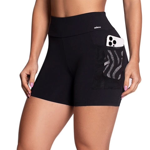 Shorts com Bolso Telado Fitness Poliamida Preto