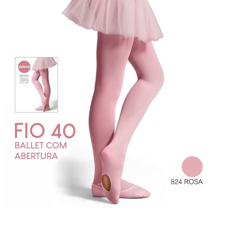 Meia Calça BALLET Infantil Selene Original Fio 40 Rosa com Abertura Bale Jazz Dança - comprar online