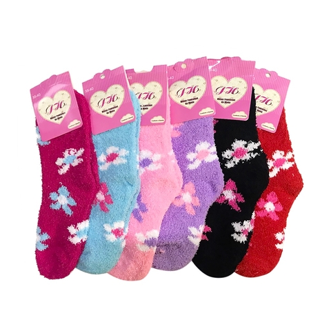 Meia Lã Felpuda Estampada Cano Médio Feminina Peludinha Inverno 35 ao 40 - comprar online
