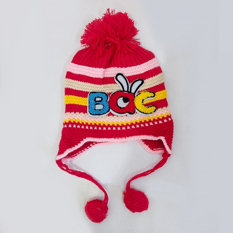 Touca Infantil Lã com Proteção Orelhas Aplique Colorido e Pompom - comprar online