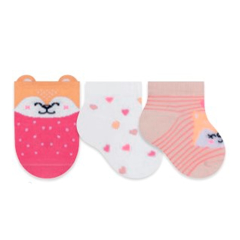 Kit 3 Meias Bebê 0 a 5 Meses Algodão Menina Recem Nascido RN - comprar online