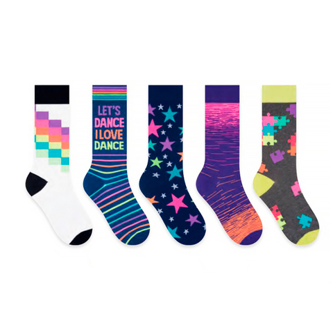 Meia Longa Feminina Estampada em Algodão Colorida Meias Compridas Estampas Divertidas Dance Selene - comprar online